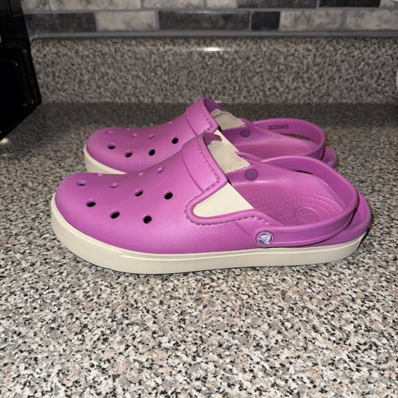 Crocs Citilane Unisex Slip On Clog Purple White Mens-8 Women-10 - Picture 1 of 6